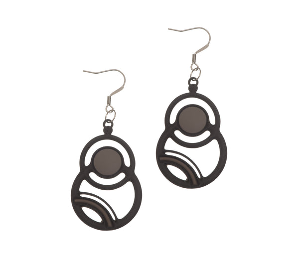 Saturne Earrings. Black & Grey